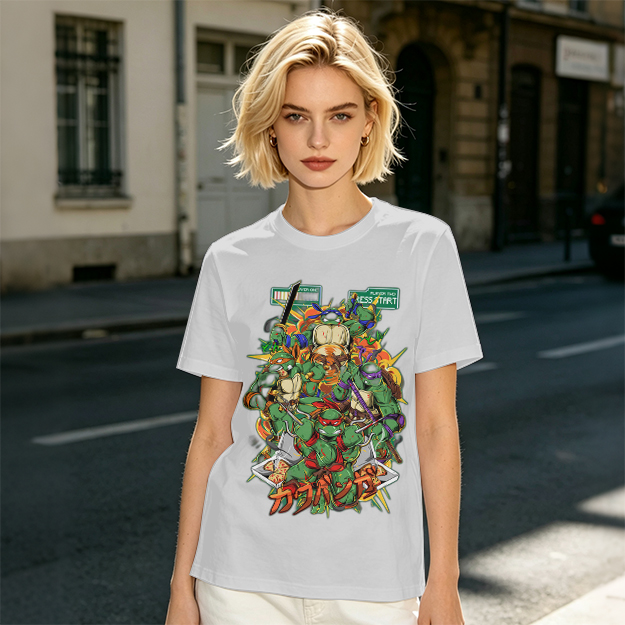 Olive T-Shirt With Teenage Mutant Ninja Turtles Graphic Print