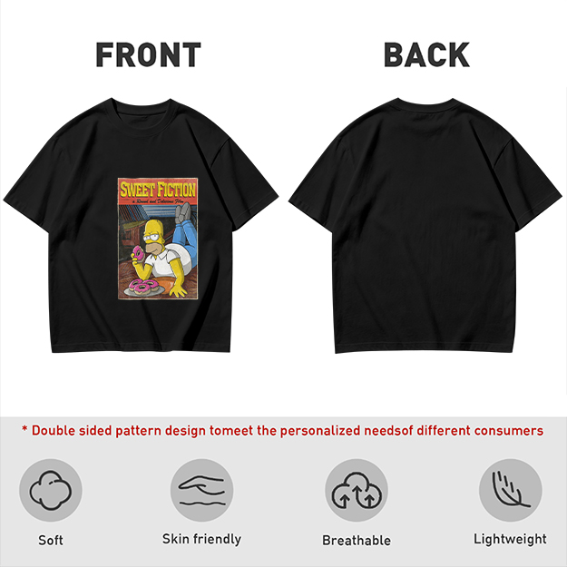 Olive T-Shirt with Homer Simpson Sweet Fiction Donut Print