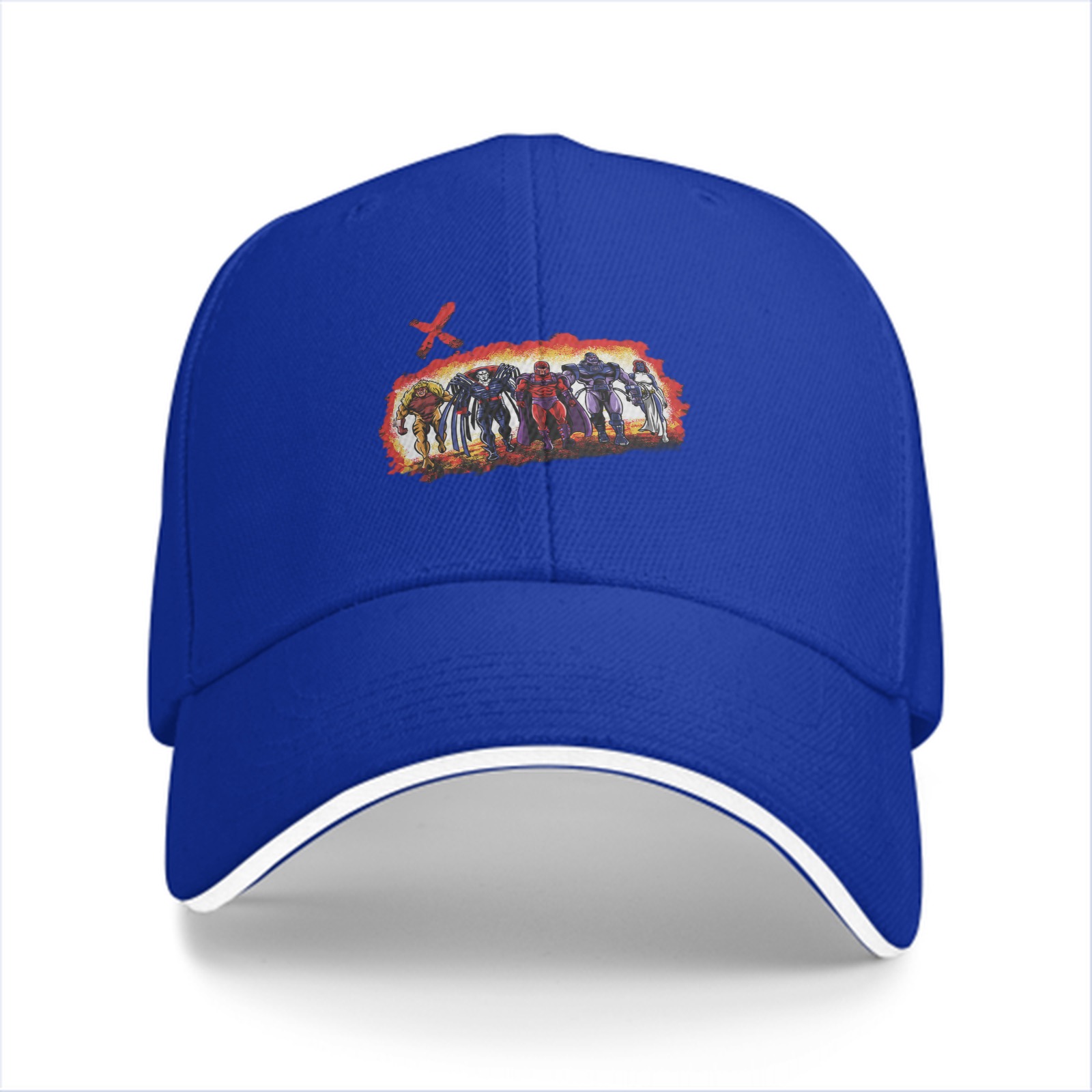 Black baseball cap with X-Men villain group graphic print