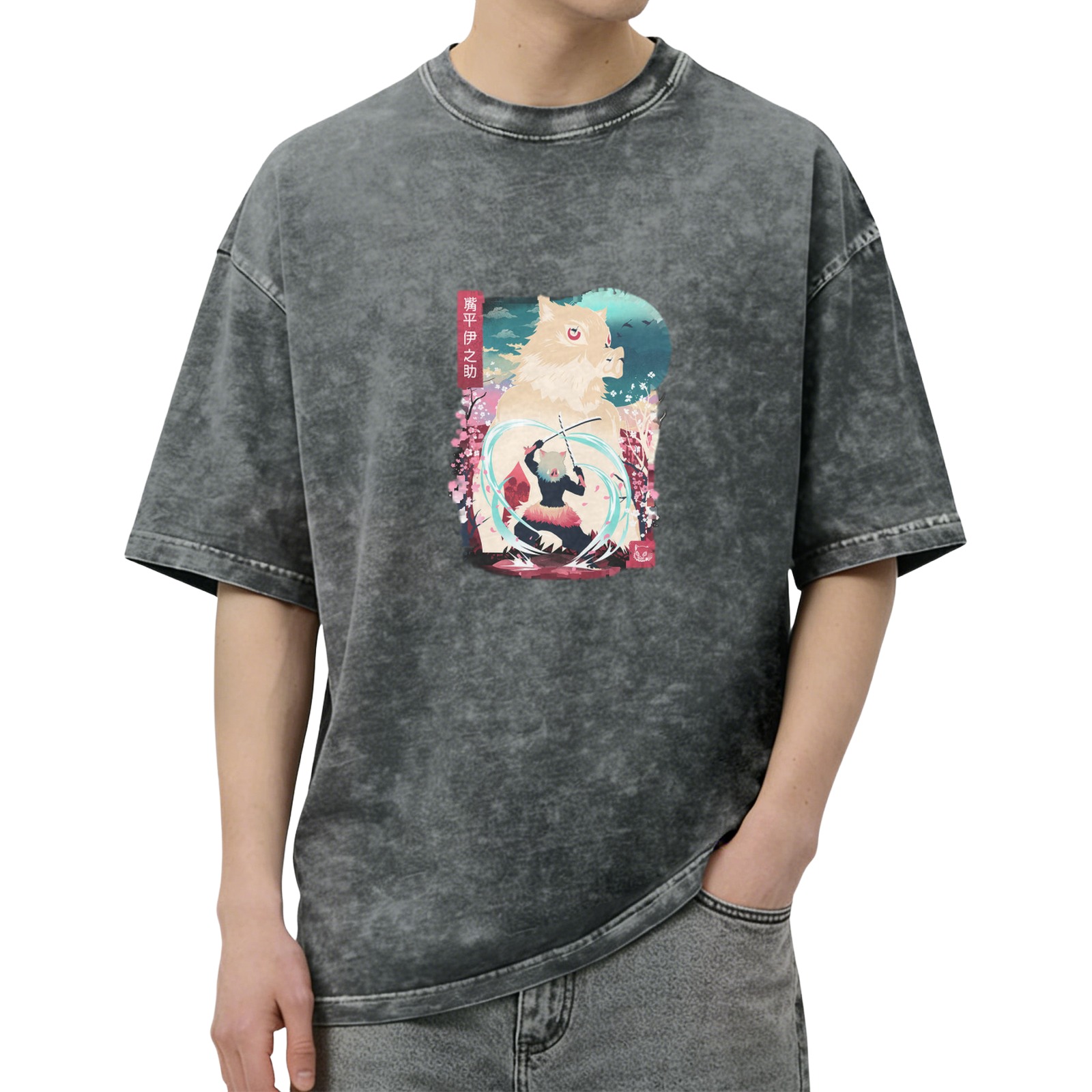 Demon Slayer Inosuke Hashibira Graphic Stone Wash T-Shirt