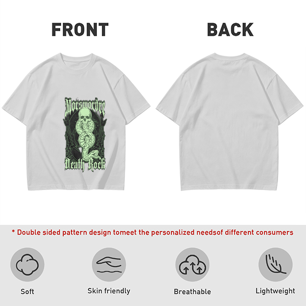 Olive graphic t-shirt with skull snake death rock design