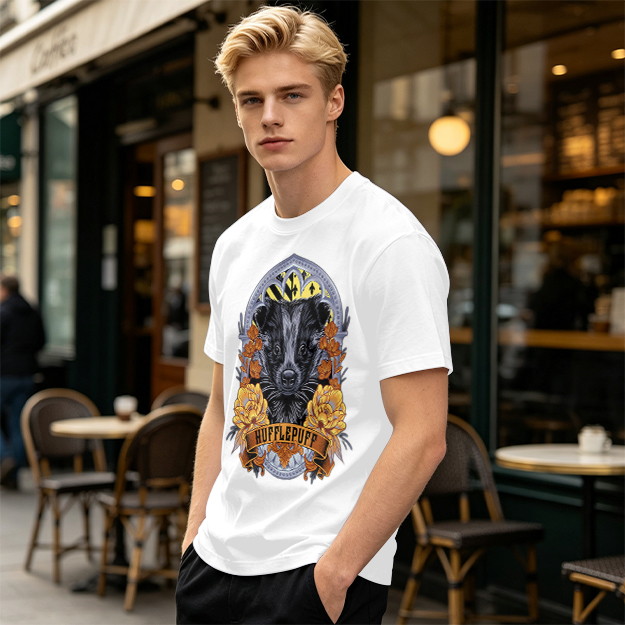Hufflepuff Badge Graphic Olive Green T-Shirt