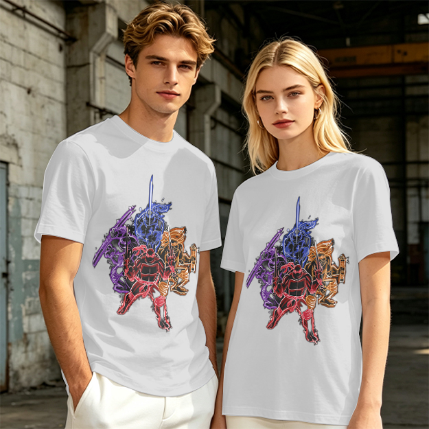 Olive T-shirt with Neon Teenage Mutant Ninja Turtles Graphic