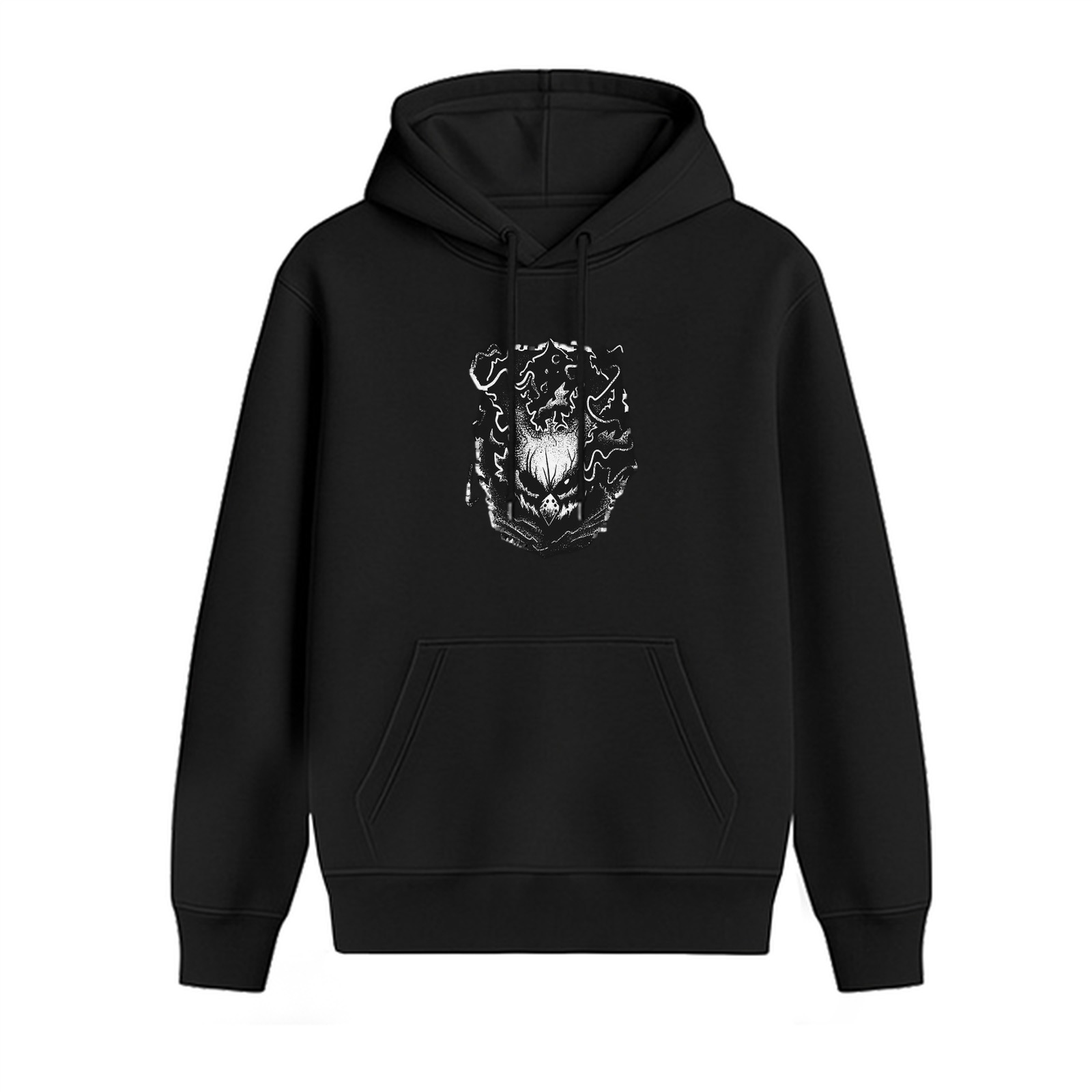 Black Hoodie With Dark Gothic Skull Graphic Print