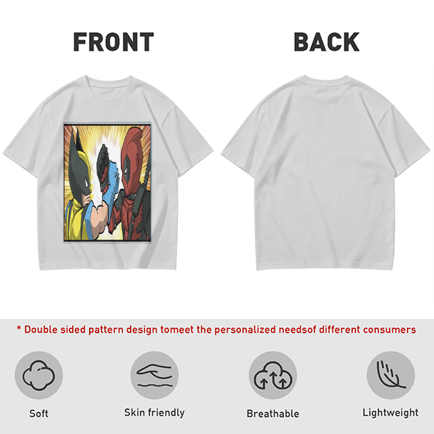 Wolverine and Deadpool Fist Bump Graphic T-Shirt