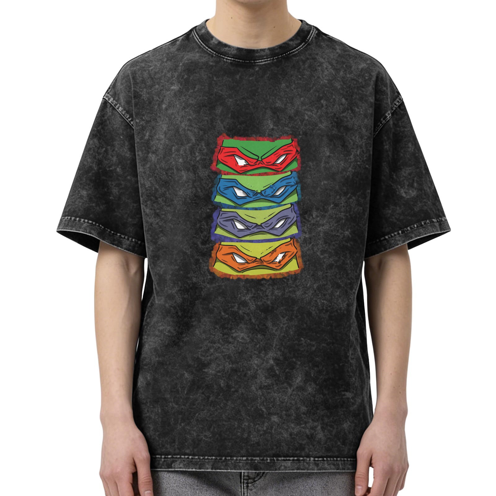 Teenage Mutant Ninja Turtles Masks Stacked Vintage Wash Graphic T-Shirt