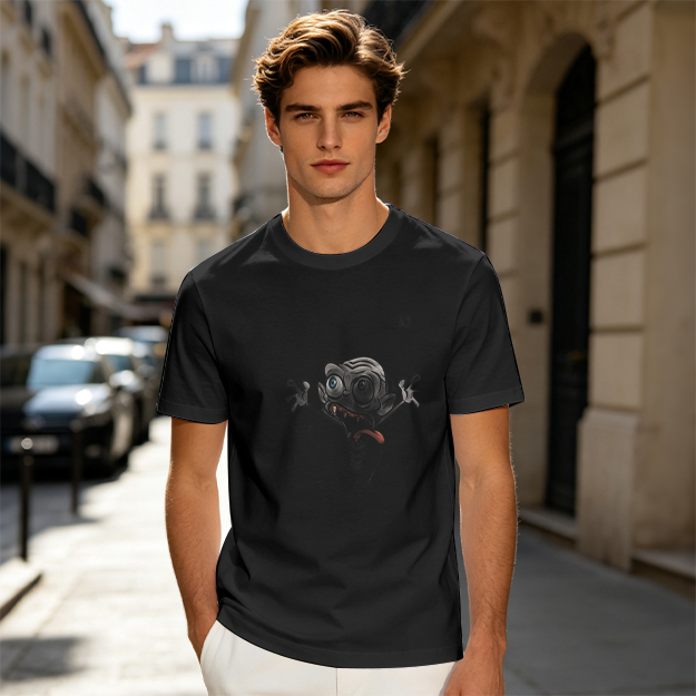 Olive Green T-Shirt With Crazy Cartoon Monster Print
