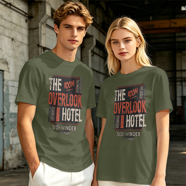 Olive t-shirt with Overlook Hotel Themed Graphic Print