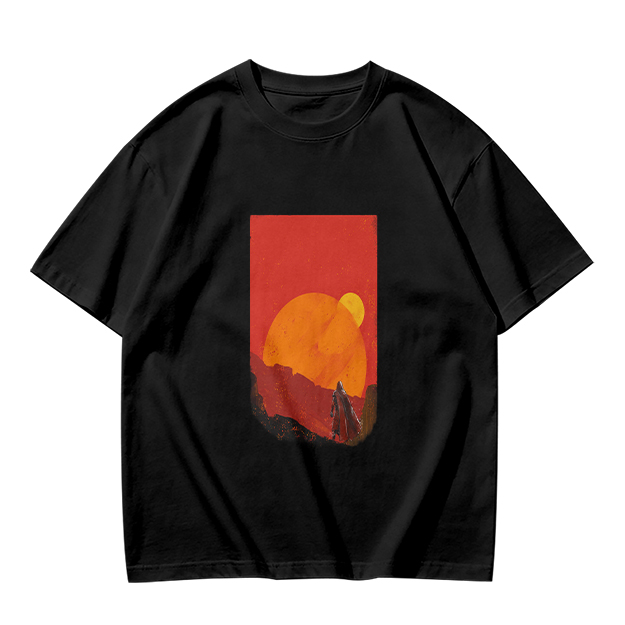 Olive T-Shirt with Desert Sunset Silhouette Graphic