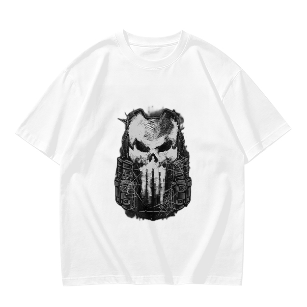 Olive Green T-Shirt With Tactical Skull Graphic Print