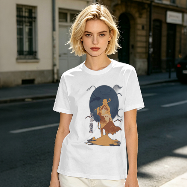 Olive T-shirt with Desert Wanderer Silhouette and Moon Graphic