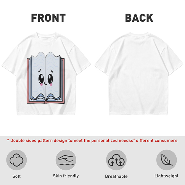 Olive T-Shirt With Cute Smiling Open Book Graphic Print