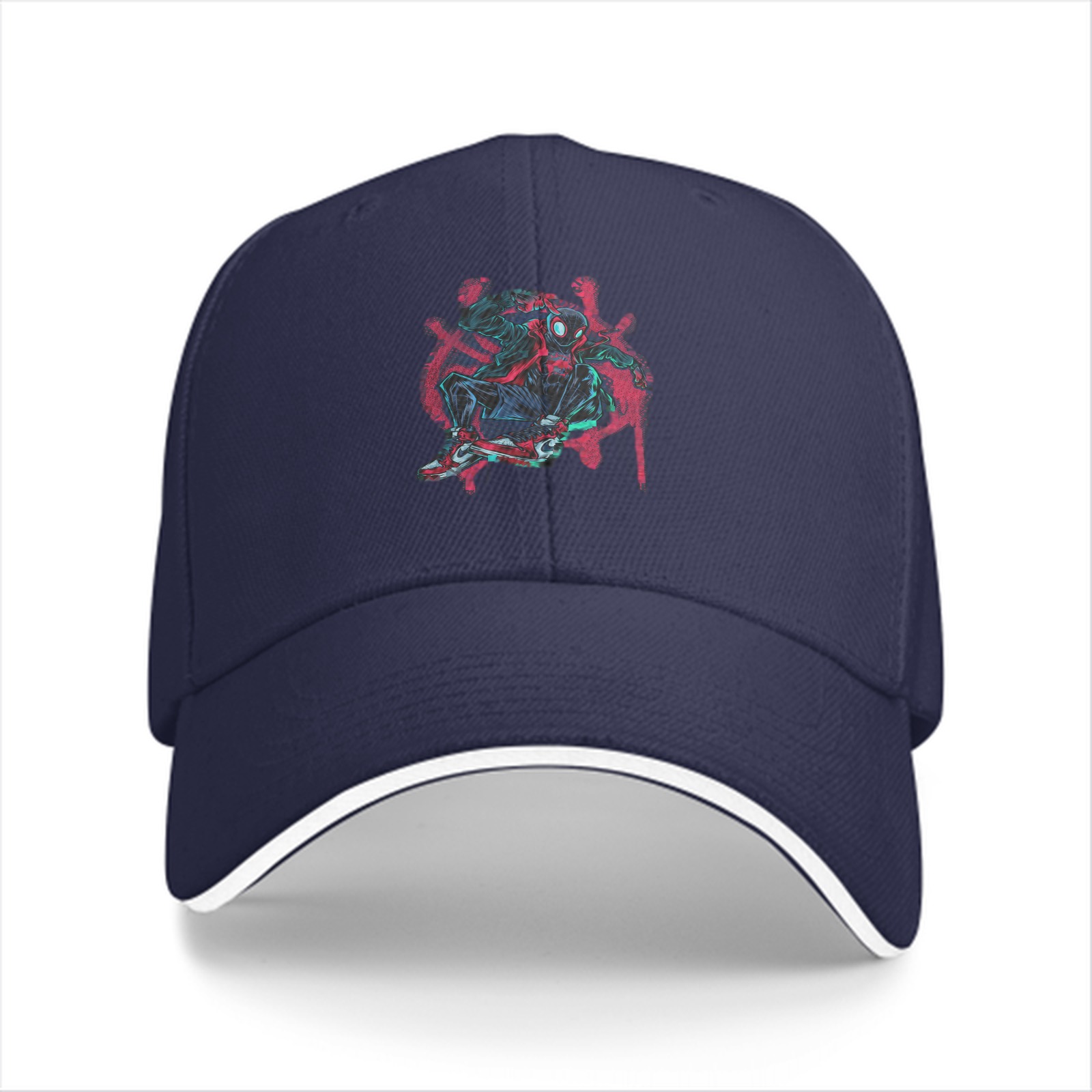 Black Baseball Cap With Miles Morales Spider-Man Graphic