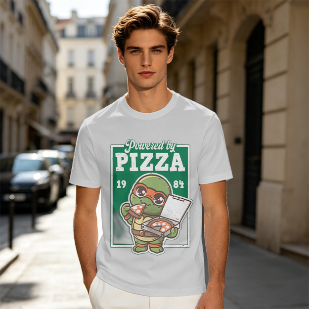 Powered by Pizza 1984 Cute Ninja Turtle T-Shirt