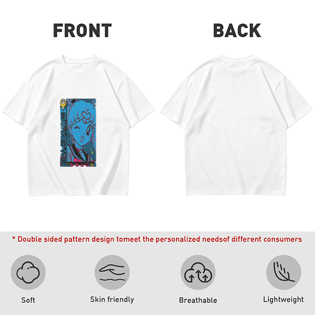 Olive anime graphic t-shirt with magical girl character print
