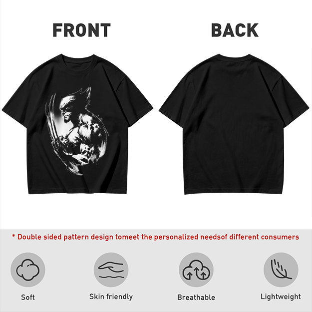 Olive T-shirt with Ink Style Wolverine Graphic Print