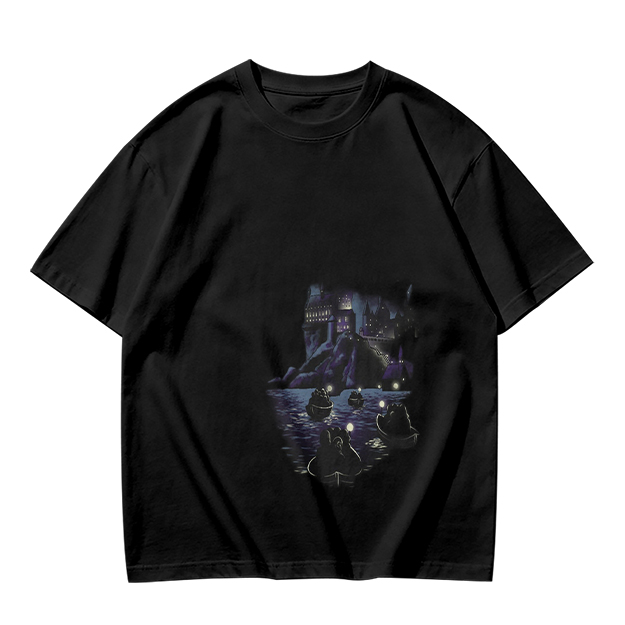 Olive Green T-Shirt With Dark Night Scene Graphic Print