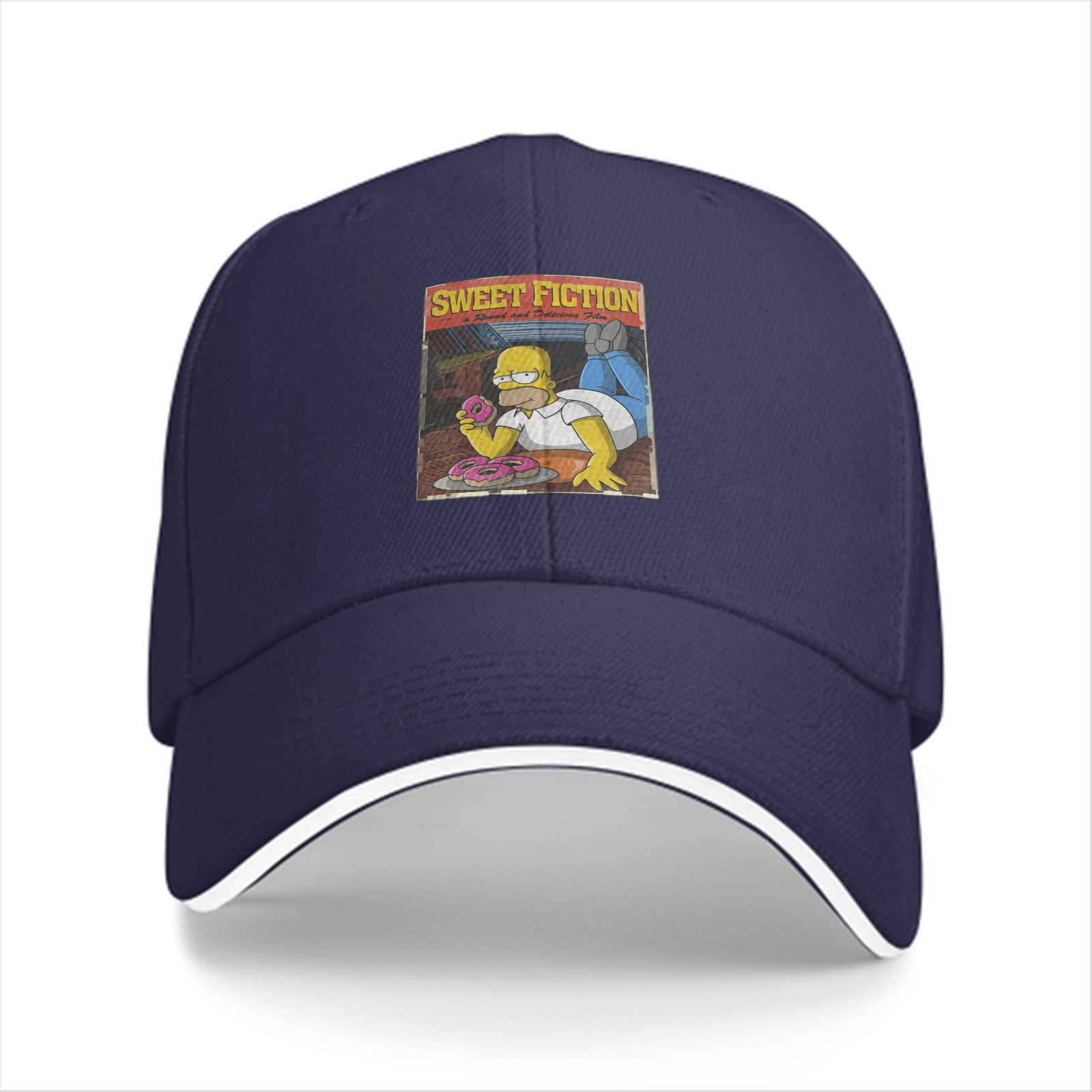 Black baseball cap with Homer Simpson Sweet Fiction graphic