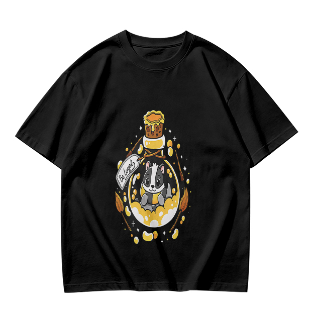 Olive T-Shirt With Cute Badger In Potion Bottle Graphic