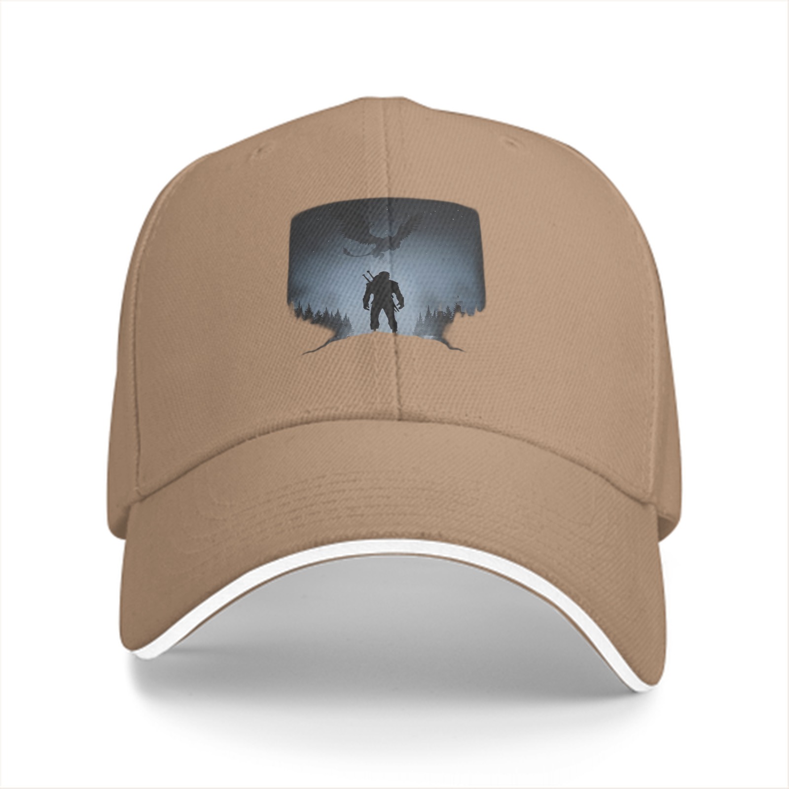 Black Baseball Cap With Witcher Monster Slayer Silhouette Art