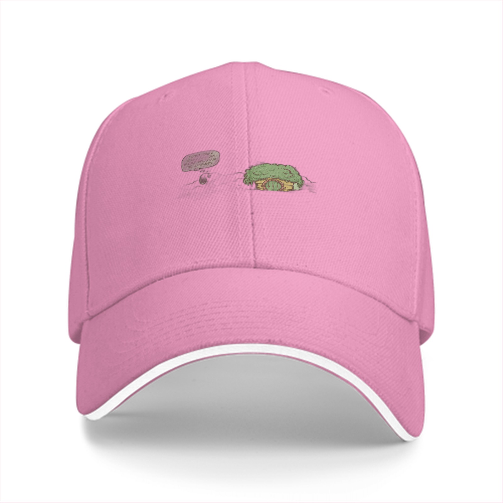 Black Baseball Cap with Small Whimsical House Print