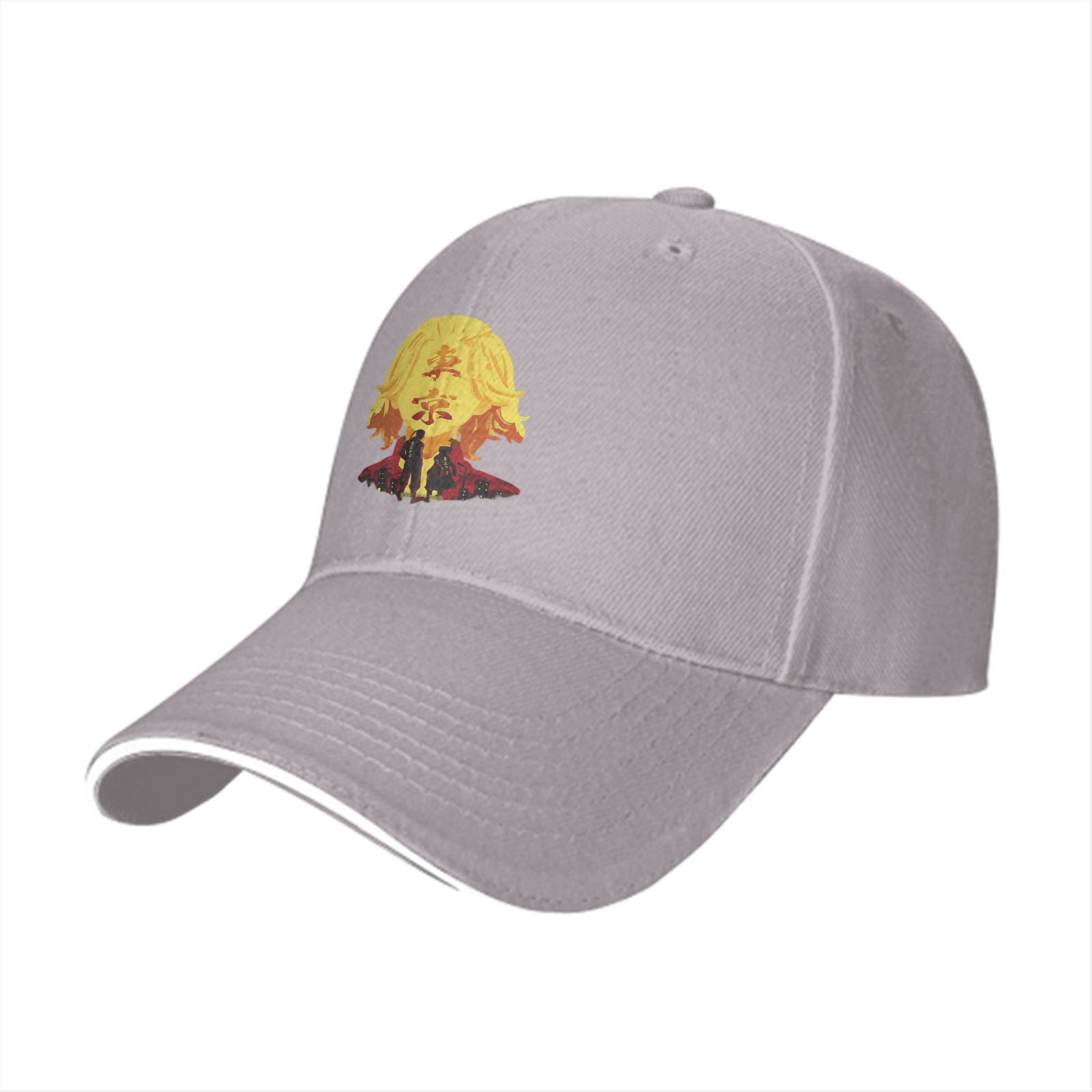 Black baseball cap with Tokyo Revengers anime graphic print