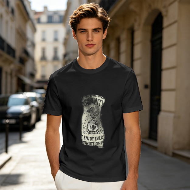 Olive Graphic T-Shirt With Insanity Skull Bird Print