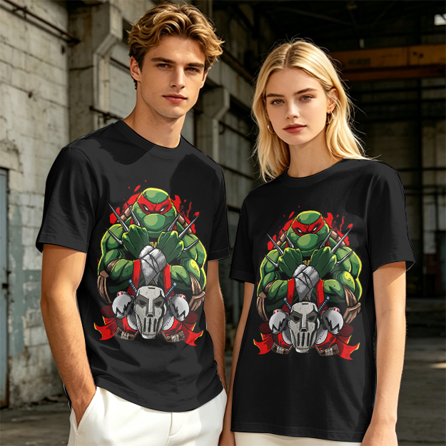 Olive T-Shirt Featuring Raphael the Teenage Mutant Ninja Turtle