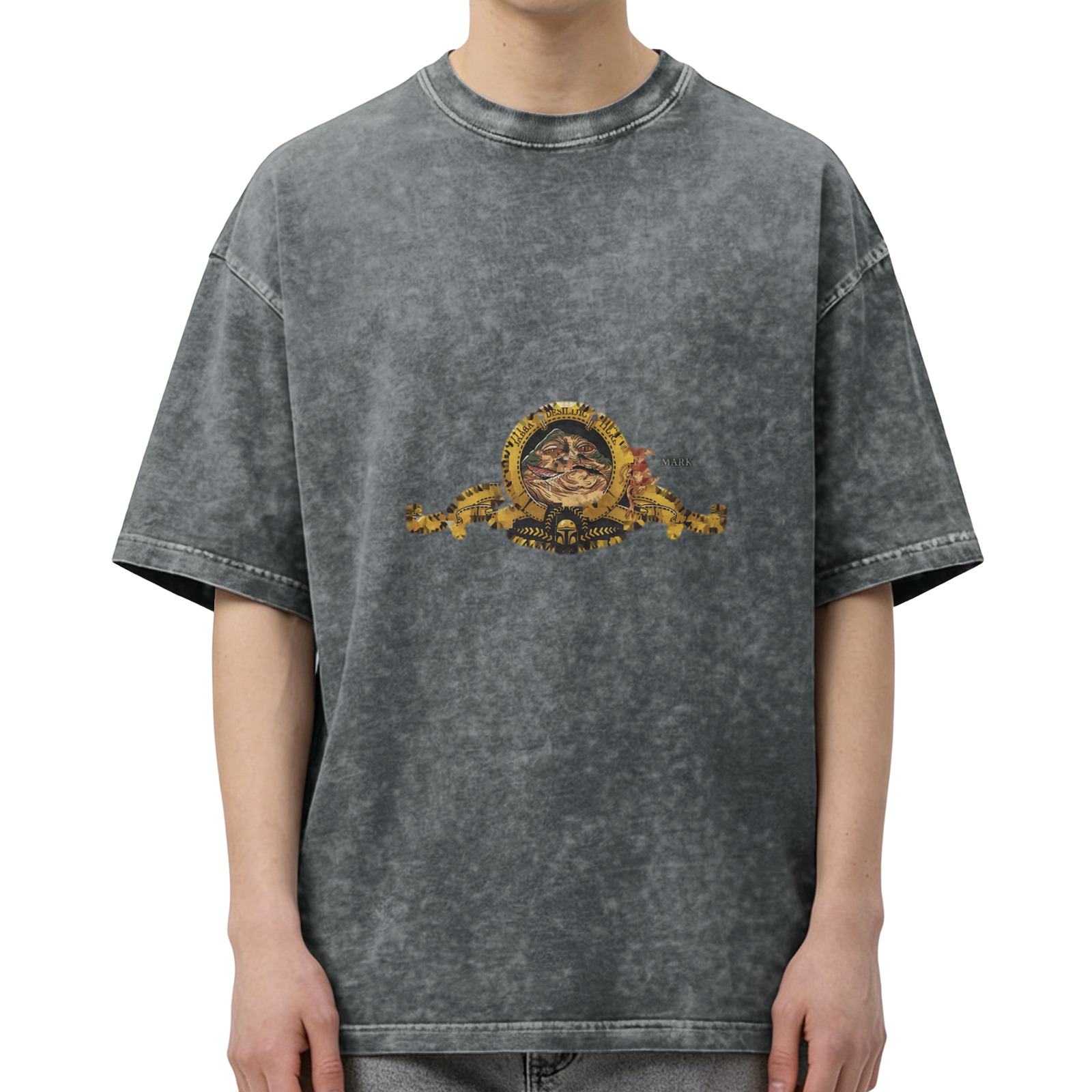 Washed Black Graphic Print Short Sleeve T-Shirt