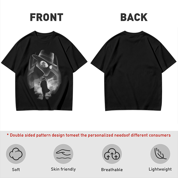 Olive T-Shirt With Noir Detective Silhouette Graphic Print