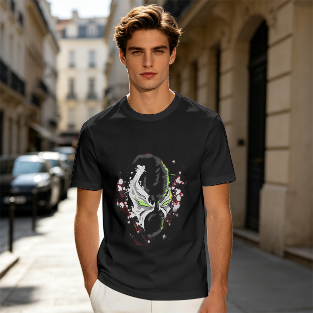 Olive T-shirt with Spawn Character Mask Graphic Print