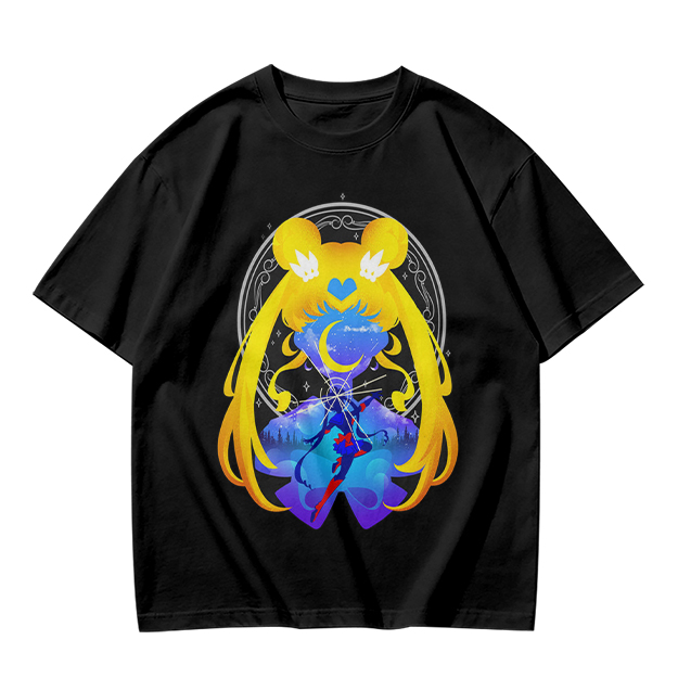 Olive T-Shirt with Sailor Moon Themed Graphic Print