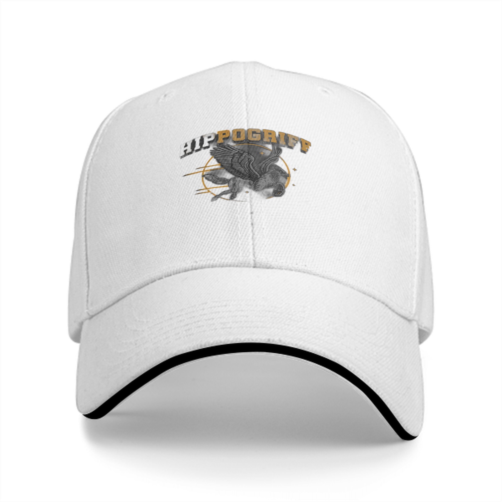 Black baseball cap with winged creature and POGRIFF graphic