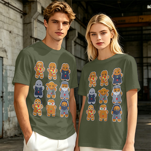 Olive T-Shirt With Harry Potter Themed Gingerbread Characters Print