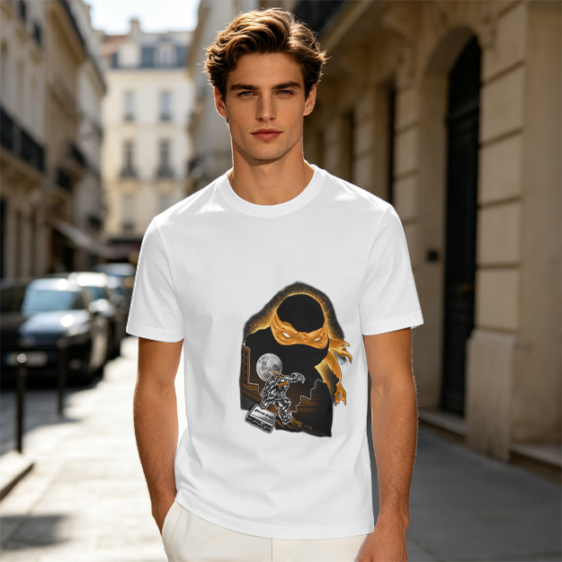 Olive T-Shirt with Orange Masked Ninja Turtle Graphic
