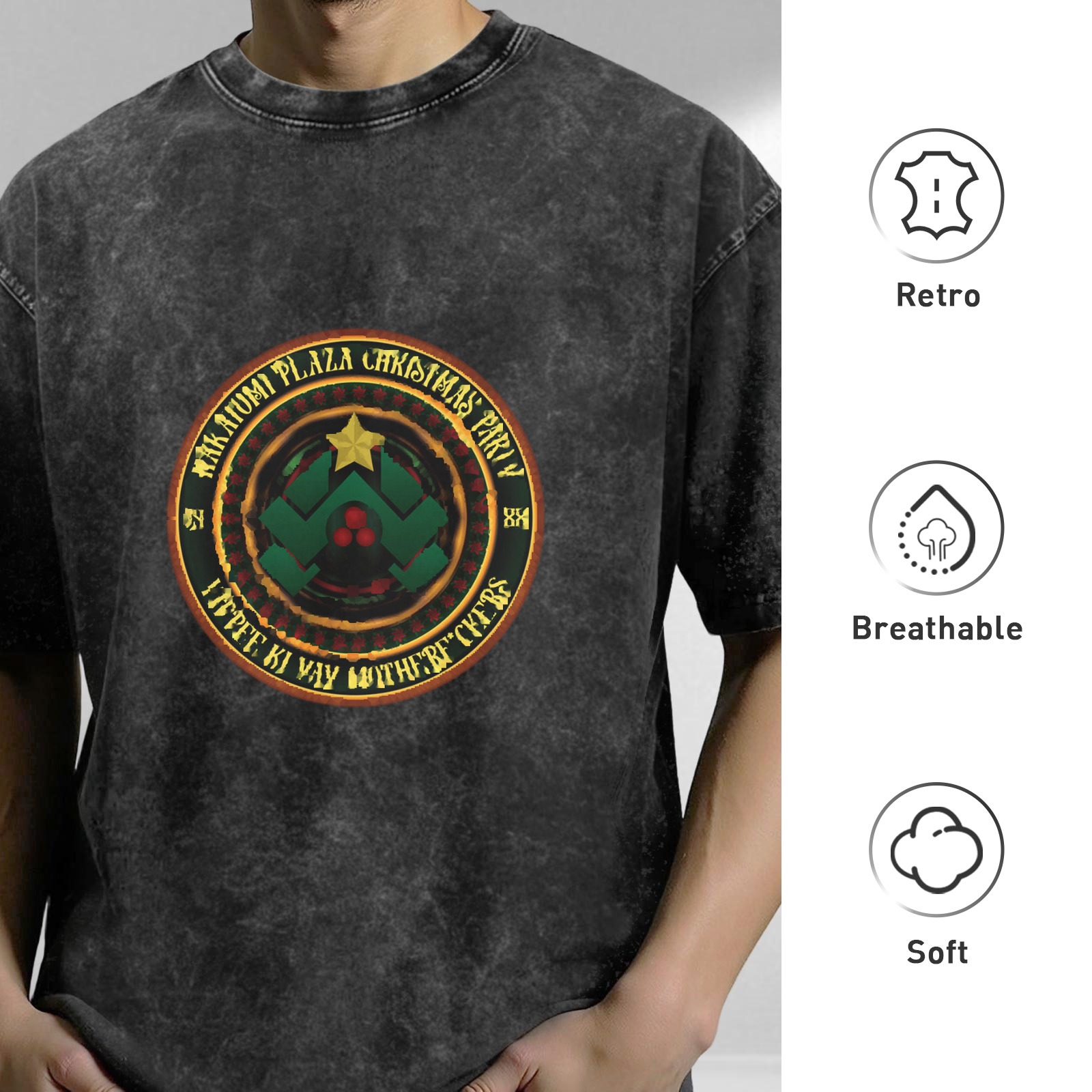 Wakutumi Plaza Christmas Party Graphic Vintage Wash T-Shirt