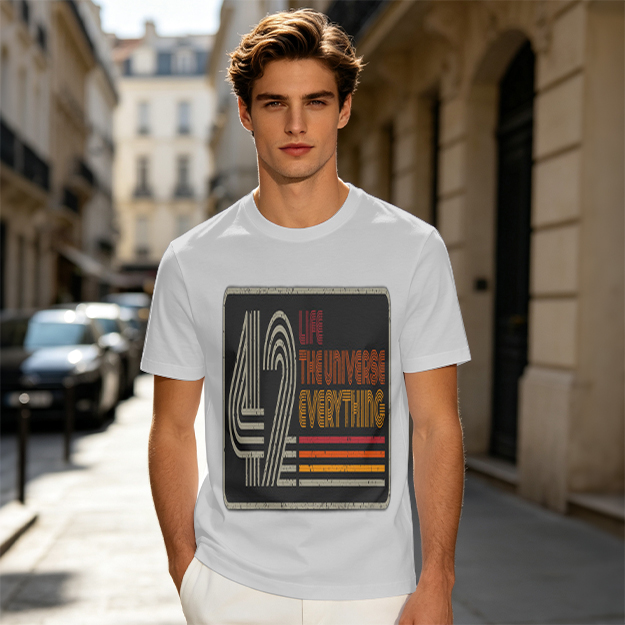 42 Life The Universe Everything Retro Graphic Olive T-Shirt