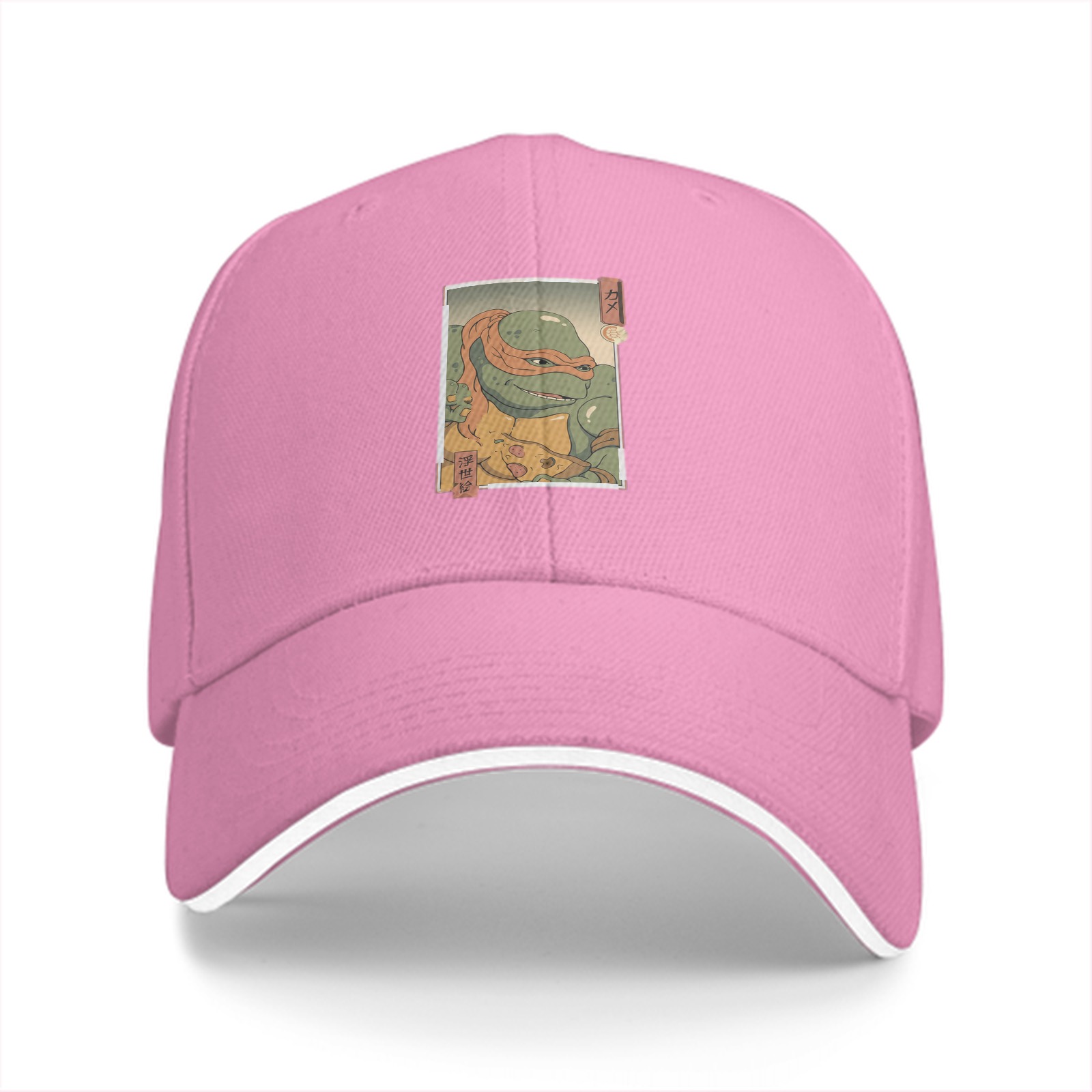Black Baseball Cap With Ninja Turtle Ukiyo-e Style Art