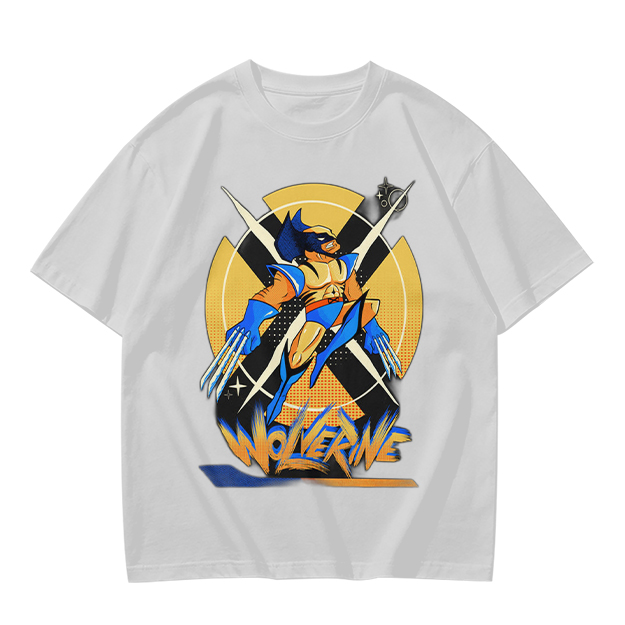 Olive Wolverine Graphic T-Shirt Featuring X-Men Symbol Art