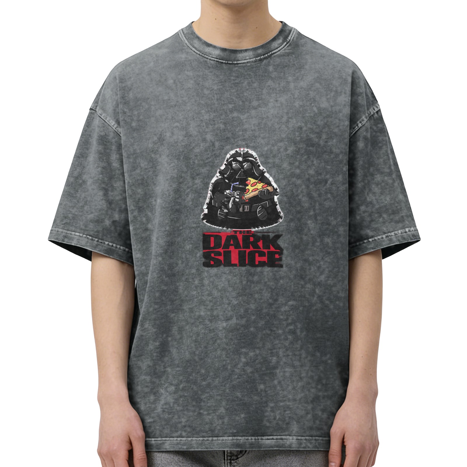 Dark Slice Darth Vader Pizza Print Oversized T-Shirt