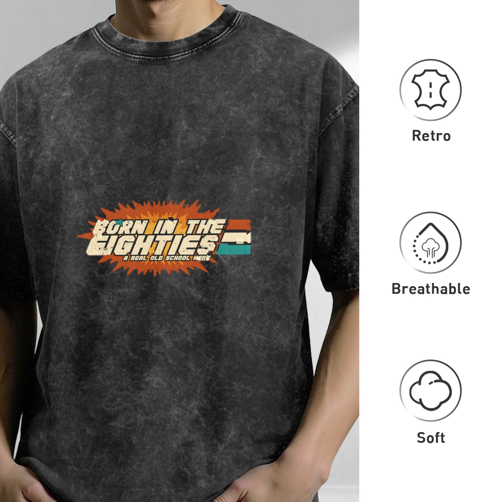 Vintage Born in the Eighties Graphic Washed T-Shirt