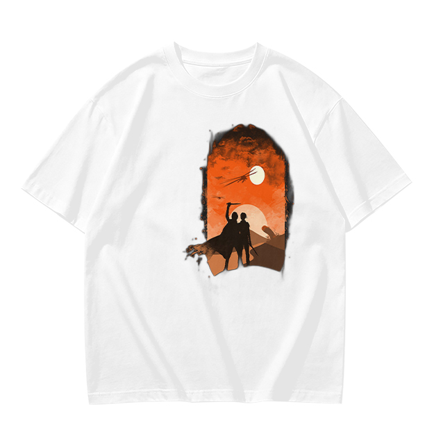 Olive T-Shirt With Desert Sunset Silhouette Print