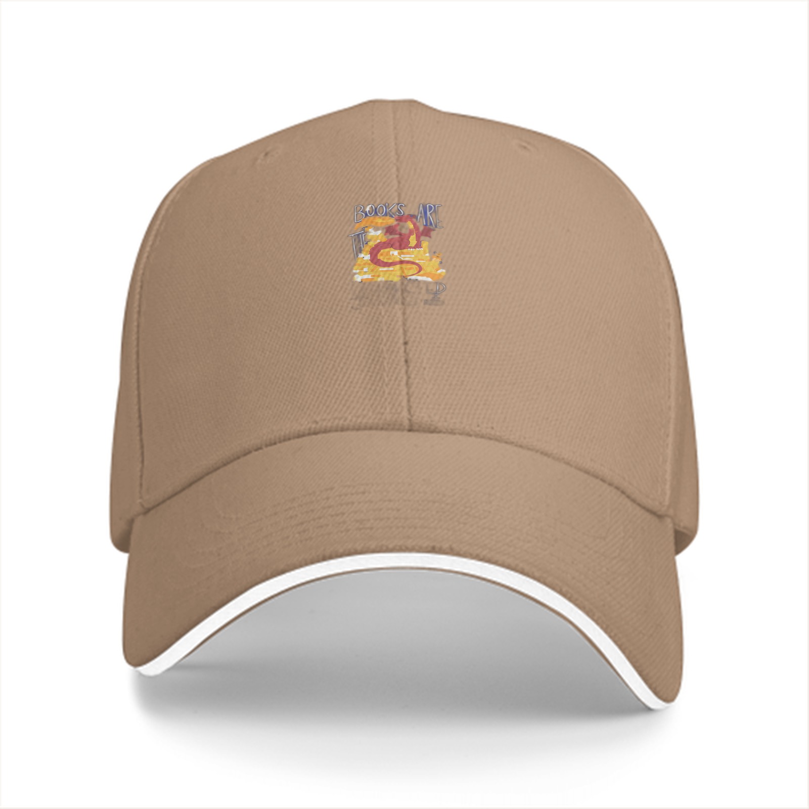 Black baseball cap with 'Books Are Treasure' dragon graphic