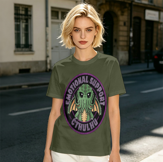 Emotional Support Cthulhu Graphic T-Shirt