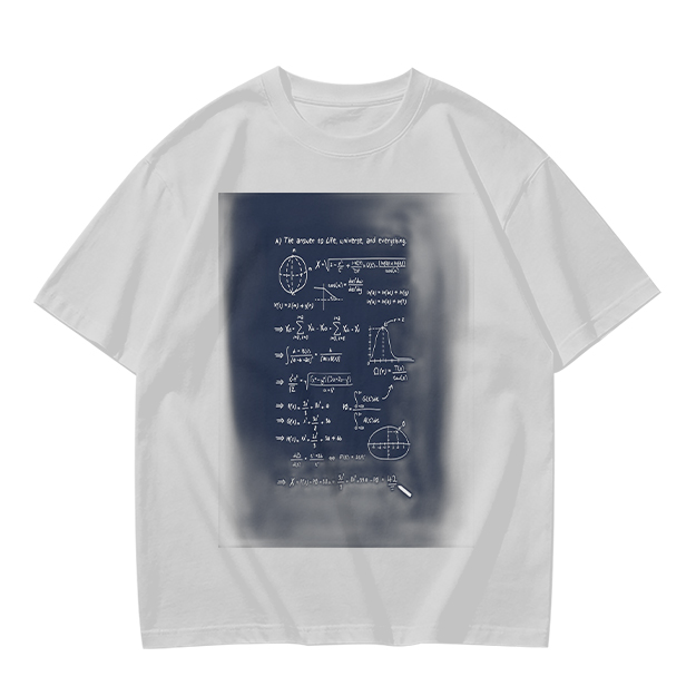 Olive Green T-Shirt with Science Math Formulas Print
