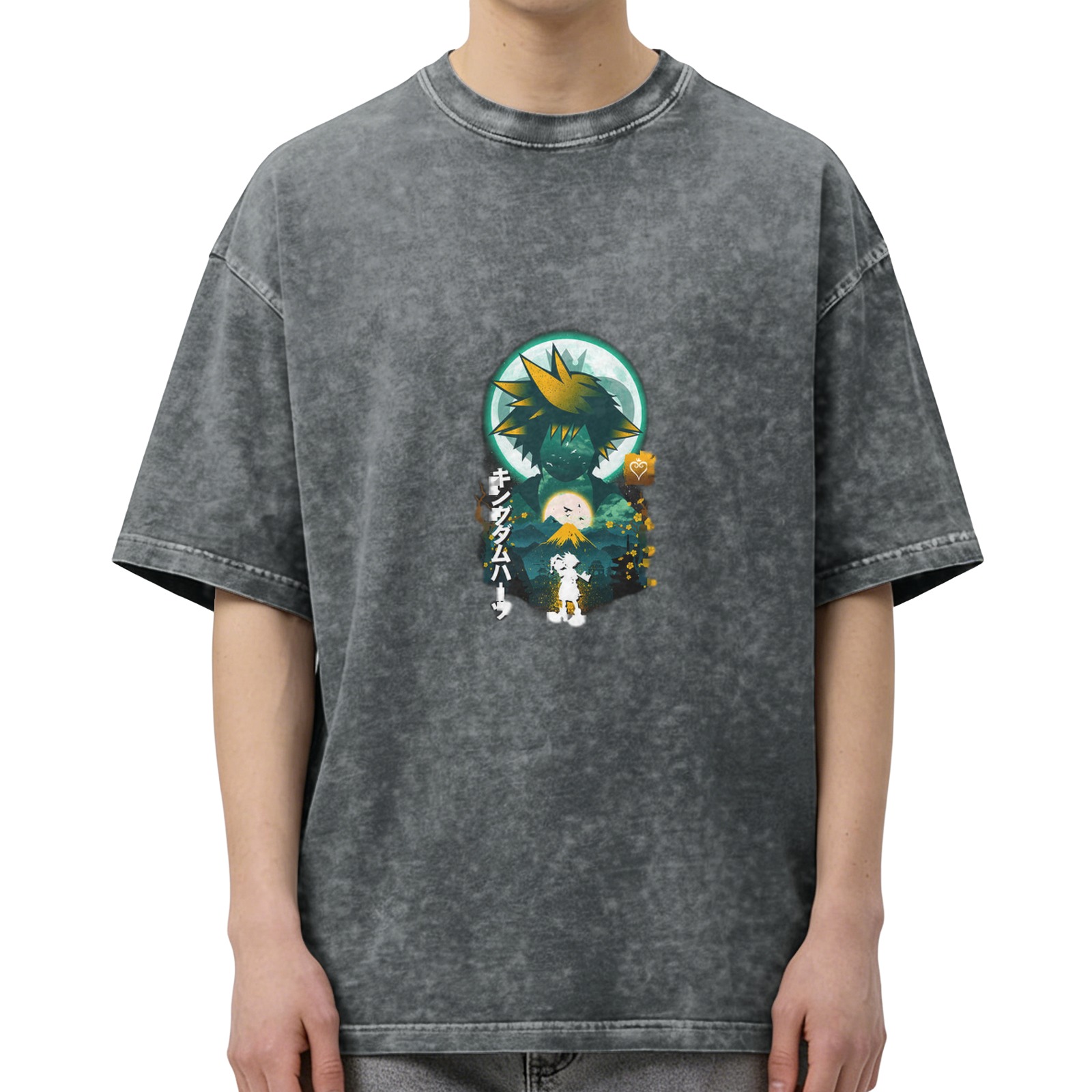 Kingdom Hearts Graphic Washed Black Short Sleeve T-Shirt