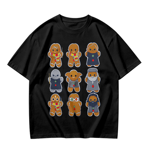 Olive T-Shirt With Harry Potter Themed Gingerbread Characters Print