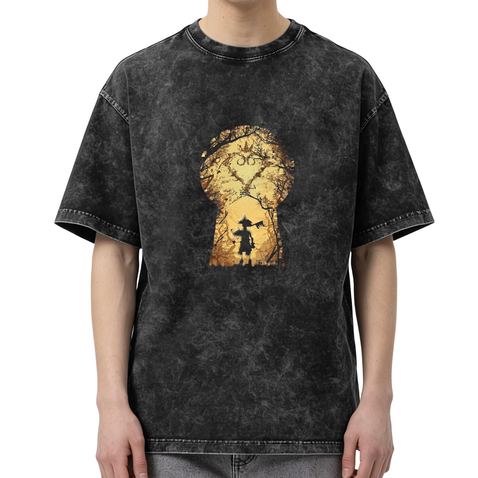 Kingdom Hearts Sora Keyhole Silhouette Vintage Wash T-Shirt