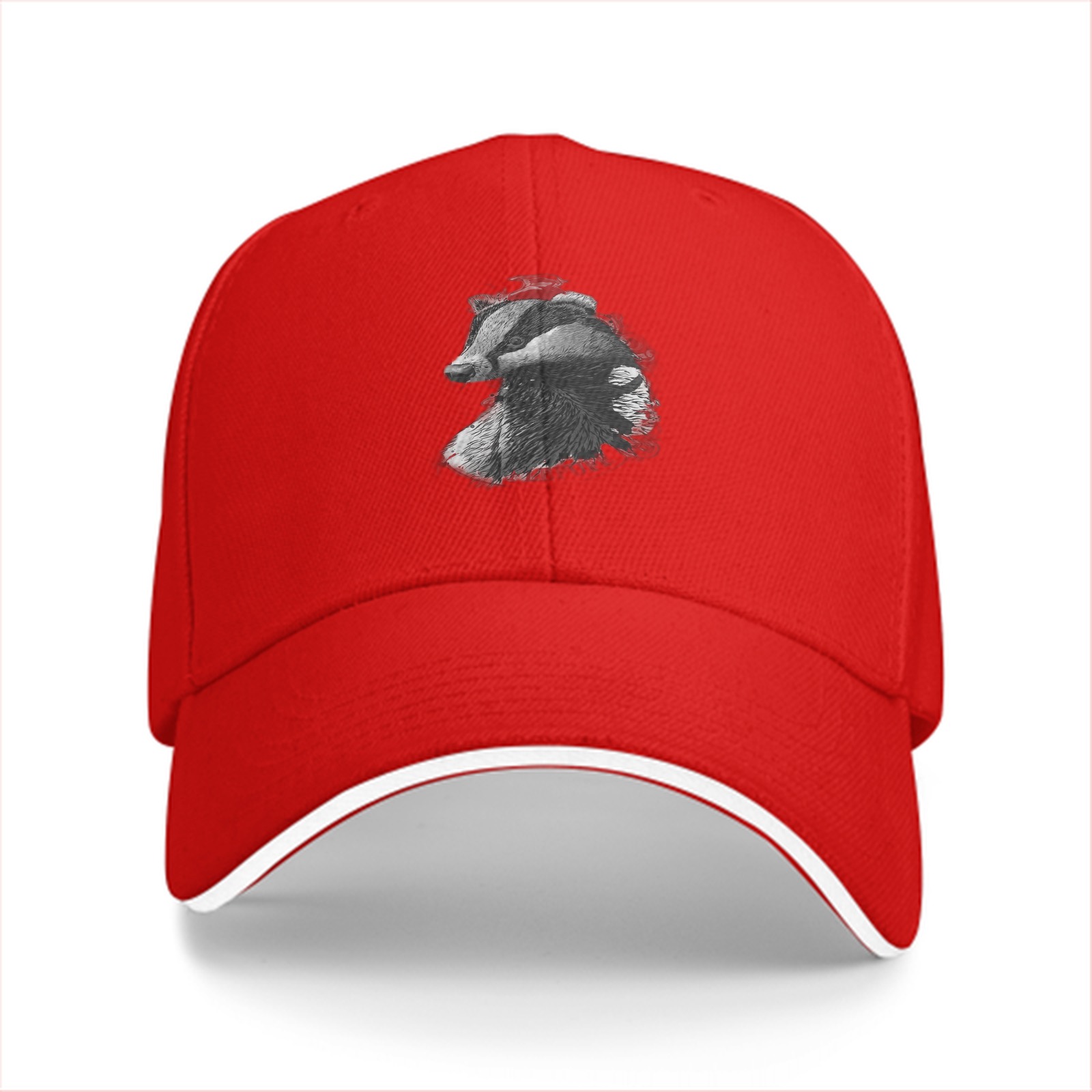 Black Baseball Cap With Detailed Badger Head Graphic Design