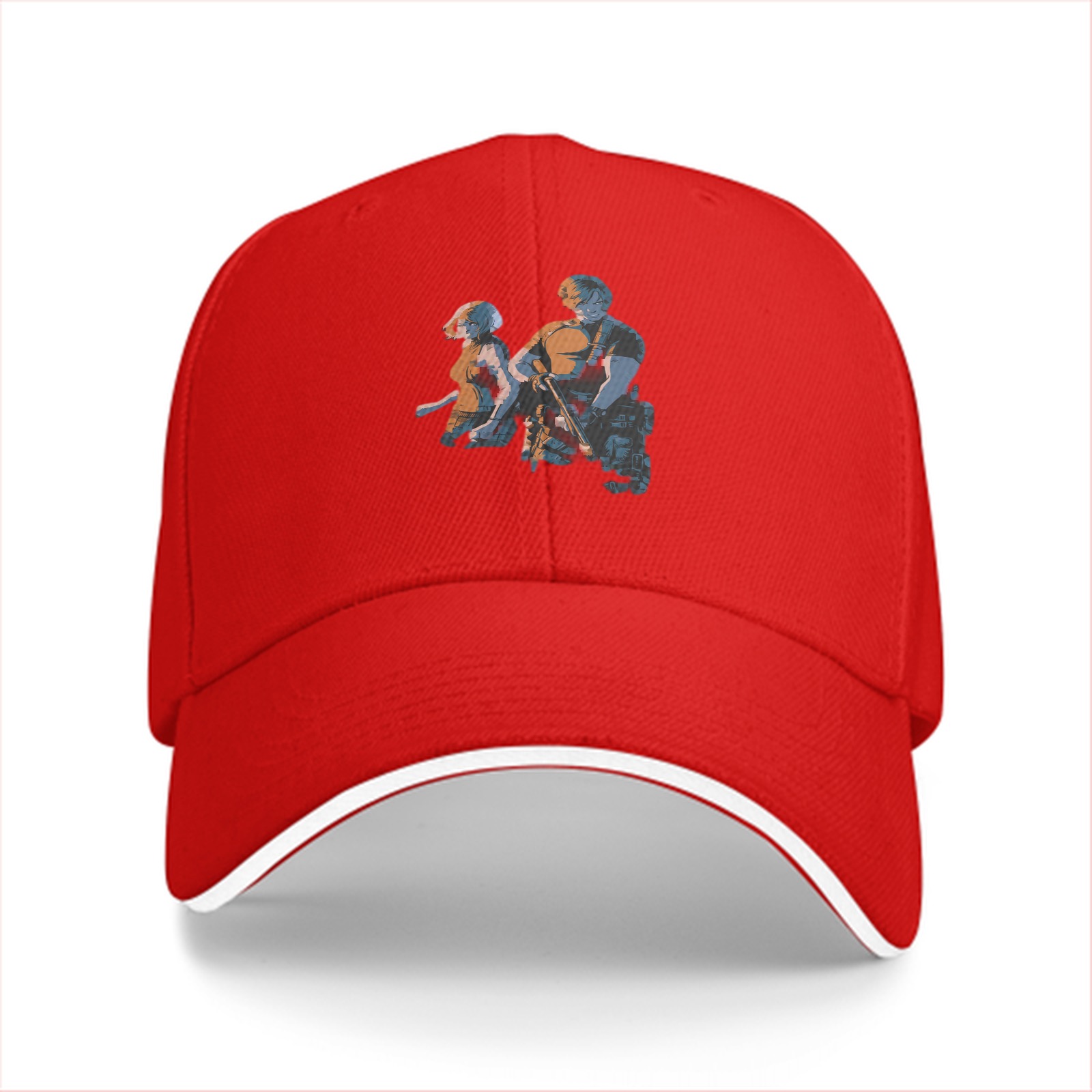 Black Baseball Cap With Two Character Graphic Print
